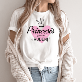 Unisex marškinėliai su spauda „Princesės gimsta rudenį“