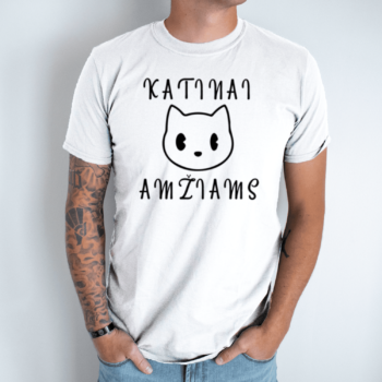Unisex marškinėliai su spauda „Katinai amžiams“