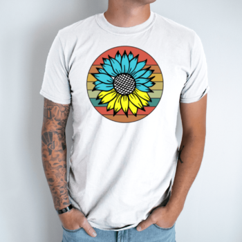 Unisex marškinėliai su spauda „Saulėgrąža“