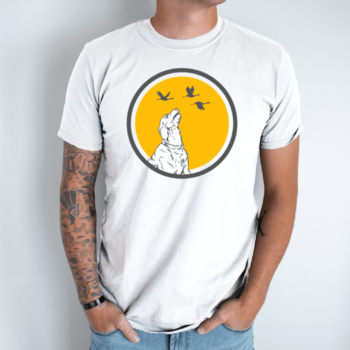 Unisex marškinėliai su spauda „Šuns svajonė“