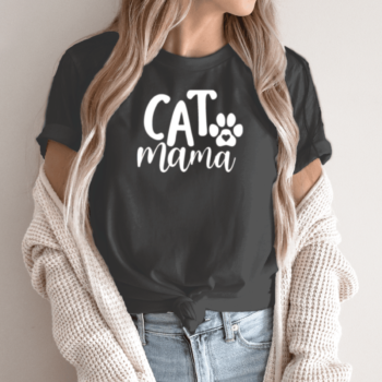 Unisex marškinėliai su spauda „Cat mama“