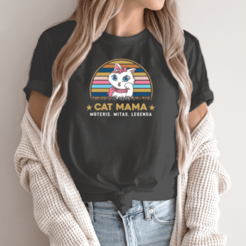 Unisex marškinėliai su spauda „Cat Mom“