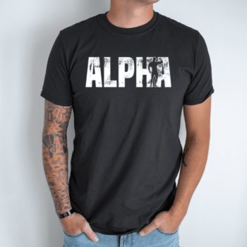 Unisex marškinėliai su spauda „Alpha“
