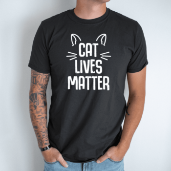 Unisex marškinėliai su spauda „Cat Lives Matter“