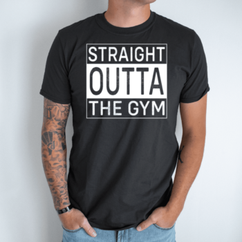 Unisex marškinėliai su spauda „Tiesiai iš sporto salės“