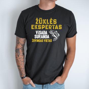 Unisex marškinėliai su spauda „Žūklės ekspertas“