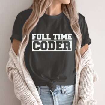 Unisex marškinėliai su spauda „Full Time Coder“