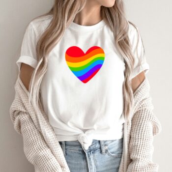 Unisex marškinėliai su spauda „LGBT Širdelė“