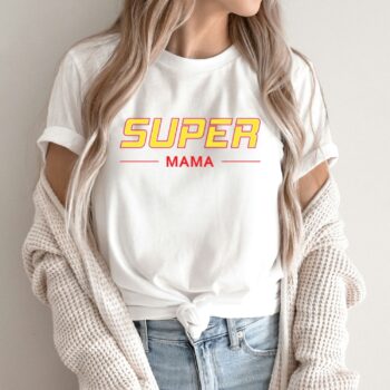 Unisex marškinėliai su spauda „Super mama“