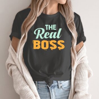 Unisex marškinėliai su spauda „Real boss“