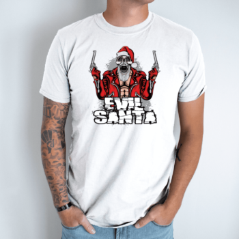 Unisex marškinėliai su spauda „Evil Santa“