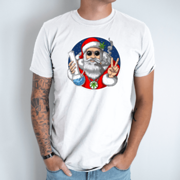 Unisex marškinėliai su spauda „Kalėdų Senelis rūko“