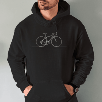 Unisex džemperis su spauda „Minimalistinis dviratis“