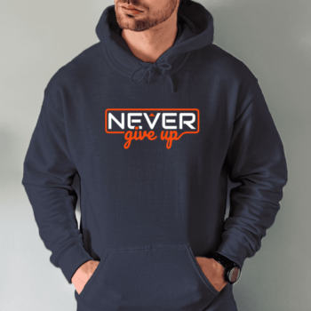 Unisex džemperis su spauda „Never Give Up“