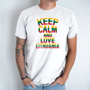 Unisex marškinėliai su spauda „Keep Calm and Love Lithuania“
