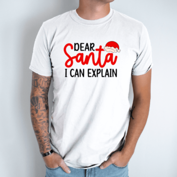 Unisex marškinėliai su spauda „Dear Santa“