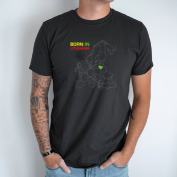Unisex marškinėliai su spauda „Born In Lithuania“