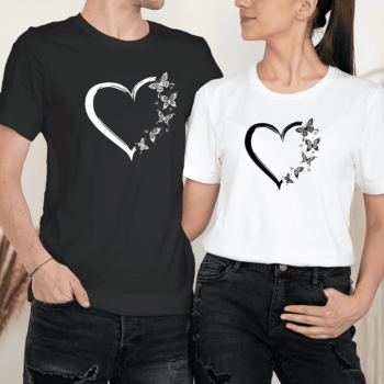 Unisex marškinėliai porai „Širdelė“