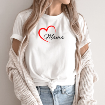 Unisex marškinėliai su spauda „Mamos širdelė“