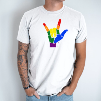 Unisex marškinėliai su spauda „LGBT ranka“