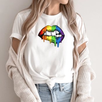 Unisex marškinėliai su spauda „LGBT Lūpos“