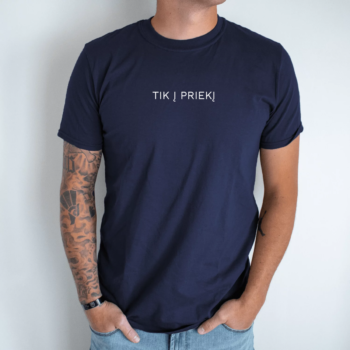 Unisex marškinėliai su spauda „Tik į priekį“
