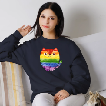 Unisex džemperis su spauda „LGBT katinėlis“