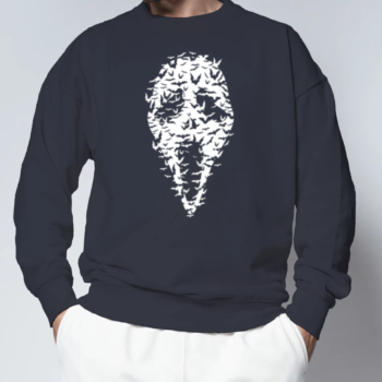 Unisex džemperis su spauda „Vaiduoklio veidas“