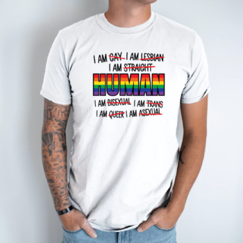 Unisex marškinėliai su spauda „I am Human“