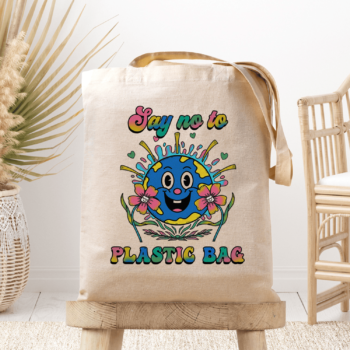 Medžiaginis maišelis su spauda „No Plastic Bag“