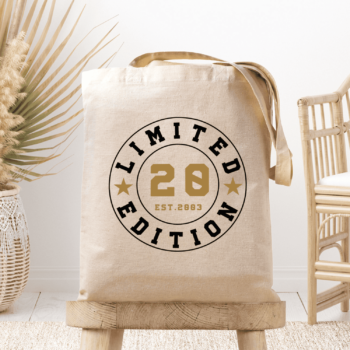 Medžiaginis maišelis su spauda „20 – Limited Edition“