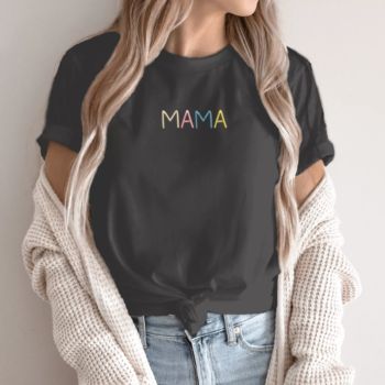 Siuvinėti unisex marškinėliai „Spalvota Mama“