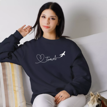 Unisex džemperis su spauda „Travel“