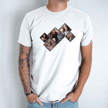Unisex marškinėliai su Jūsų nuotraukomis „Foto Koliažas“ su juodu rėmeliu