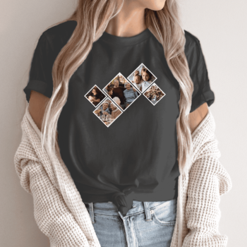 Unisex marškinėliai su Jūsų nuotraukomis „Foto Koliažas“ su baltu rėmeliu