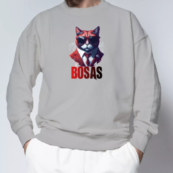 Unisex džemperis su spauda „Katinas Bosas“