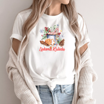 Unisex marškinėliai su spauda „Linksmų Kalėdų“