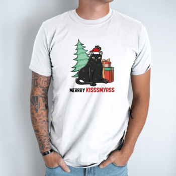 Unisex marškinėliai su spauda „Merry KissMyAss“