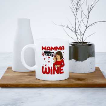 Puodelis „Mama needs wine“
