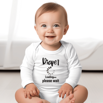 Vaikiškas bodžiukas ilgomis rankovėmis su spauda „Diaper”