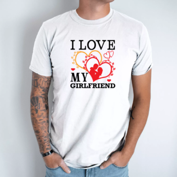 Unisex marškinėliai su spauda „I Love My Girlfriend“