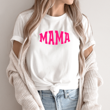 Unisex marškinėliai su spauda „Rožinė mama“
