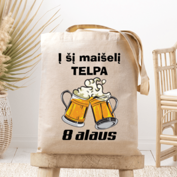 Medžiaginis maišelis su spauda „8 alaus“