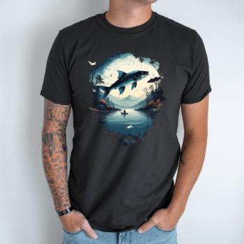 Unisex marškinėliai su spauda „Žvejo fantazijos“