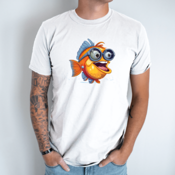 Unisex marškinėliai su spauda „Linksma žuvis“