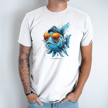 Unisex marškinėliai su spauda „Kieta žuvytė“