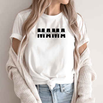 Unisex marškinėliai su spauda „Mama“ su Jūsų vardais