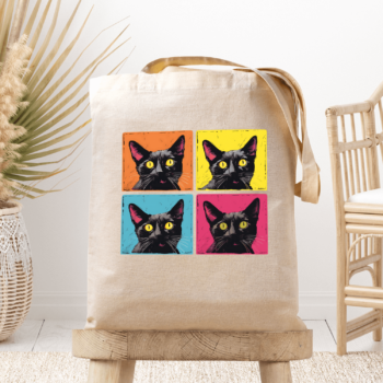 Medžiaginis maišelis su spauda „Bombejaus katė“