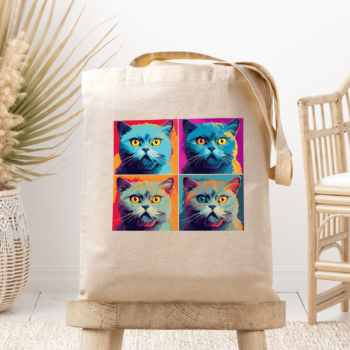 Medžiaginis maišelis su spauda „Britu trumpaplaukė katė“