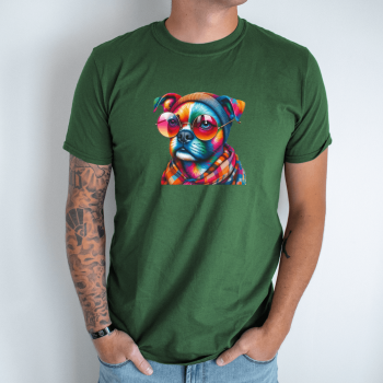 Unisex marškinėliai su spauda „Dėmesingas šuo“